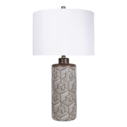 Classy Living Geometric Harmony 28in 1-Light Table Lamp Set of 2 | Modern Brown and White Ceramic | Bedroom & Living Room | Model ECL3316
