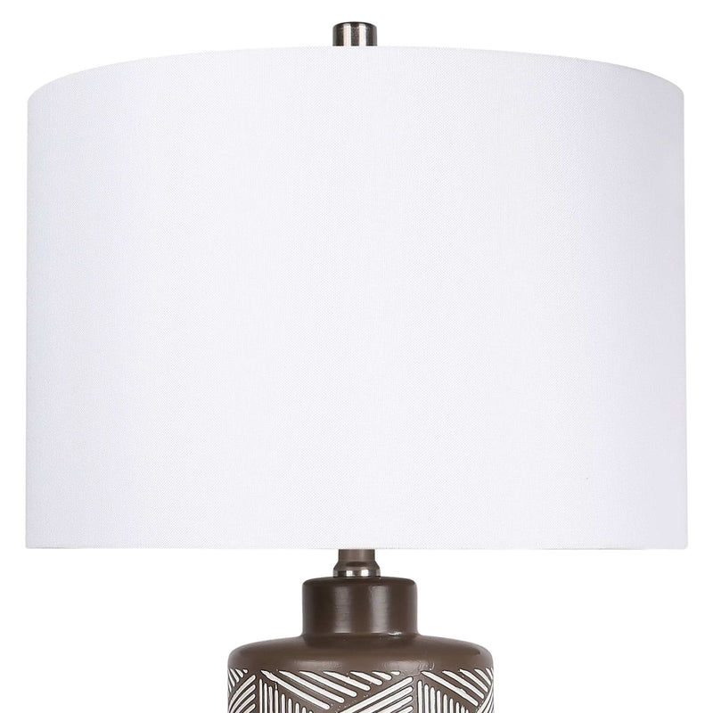 Classy Living Geometric Harmony 28in 1-Light Table Lamp Set of 2 | Modern Brown and White Ceramic | Bedroom & Living Room | Model ECL3316