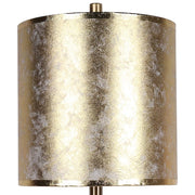 Classy Living Luxe Radiance 29in Ceramic Table Lamp Set of 2 | Modern White and Gold Leafing with Gold PVC Drum Shade | Bedroom | Model ECL3320
