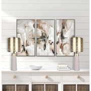 Classy Living Luxe Radiance 29in Ceramic Table Lamp Set of 2 | Modern White and Gold Leafing with Gold PVC Drum Shade | Bedroom | Model ECL3320