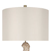 Classy Living Sculptural Serenity 30in Ceramic Table Lamp Set of 2 | Contemporary Cream and Tan with Soft Gold and Off-White Linen | Model ECL3322