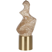 Classy Living Sculptural Serenity 30in Ceramic Table Lamp Set of 2 | Contemporary Cream and Tan with Soft Gold and Off-White Linen | Model ECL3322