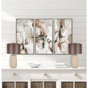 Classy Living Rustic Harmony 28in Ceramic Table Lamp Set of 2 | Modern Natural Rock with Brown Faux Leather Drum Shade | Bedroom | Model ECL3324