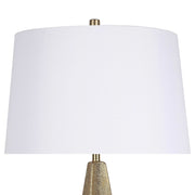Classy Living Golden Apex 16in Ceramic Table Lamp Set of 2 | Modern Electroplated Gold Ceramic and White Linen Shade | Bedroom | Model ECL3328