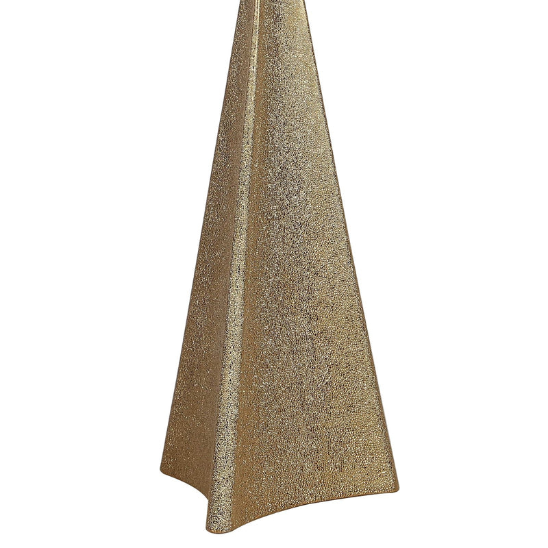 Classy Living Golden Apex 16in Ceramic Table Lamp Set of 2 | Modern Electroplated Gold Ceramic and White Linen Shade | Bedroom | Model ECL3328