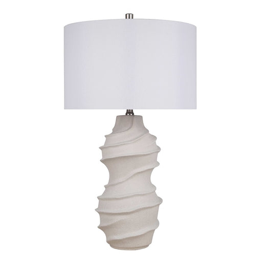 Classy Living Serenity Waves Ceramic 1Lt Table Lamp, Off White/White