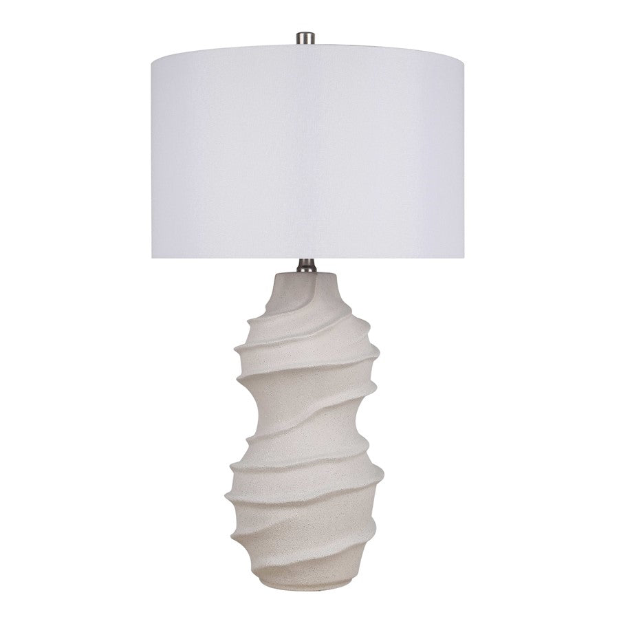 Classy Living Serenity Waves Ceramic 1Lt Table Lamp, Off White/White