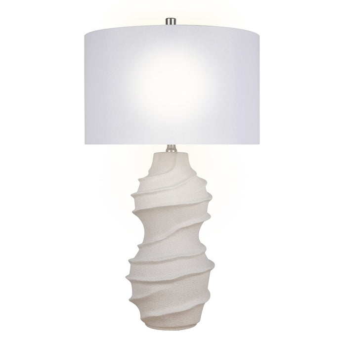 Classy Living Serenity Waves Ceramic 1Lt Table Lamp, Off White/White