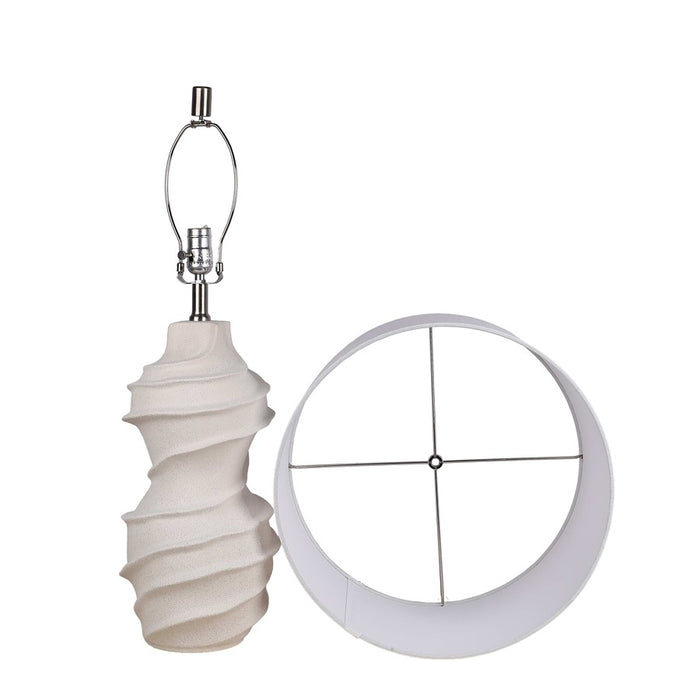 Classy Living Serenity Waves Ceramic 1Lt Table Lamp, Off White/White