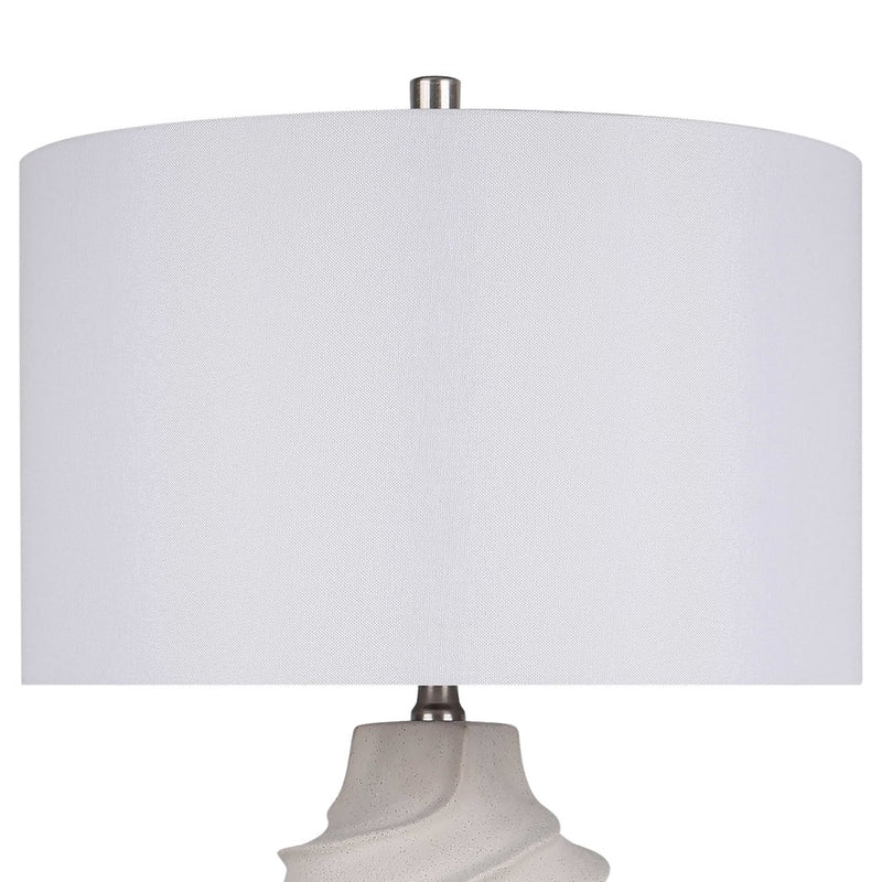 Classy Living Serenity Waves Ceramic 1Lt Table Lamp, Off White/White