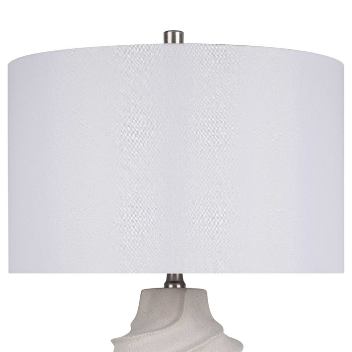 Classy Living Serenity Waves Ceramic 1Lt Table Lamp, Off White/White