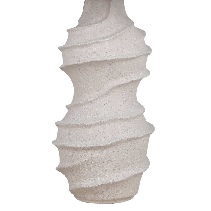 Classy Living Serenity Waves Ceramic 1Lt Table Lamp, Off White/White