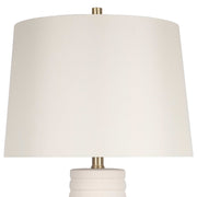 Classy Living Calming Flow 16in Ceramic Table Lamp Set of 2 | Modern Textured White Ceramic and Off White Linen Shade | Bedroom | Model ECL3336