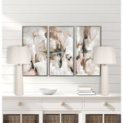 Classy Living Calming Flow 16in Ceramic Table Lamp Set of 2 | Modern Textured White Ceramic and Off White Linen Shade | Bedroom | Model ECL3336