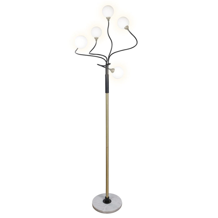 Classy Living Celestial Branch 5Lt Floor Lamp, Gold, Black/Frosted White