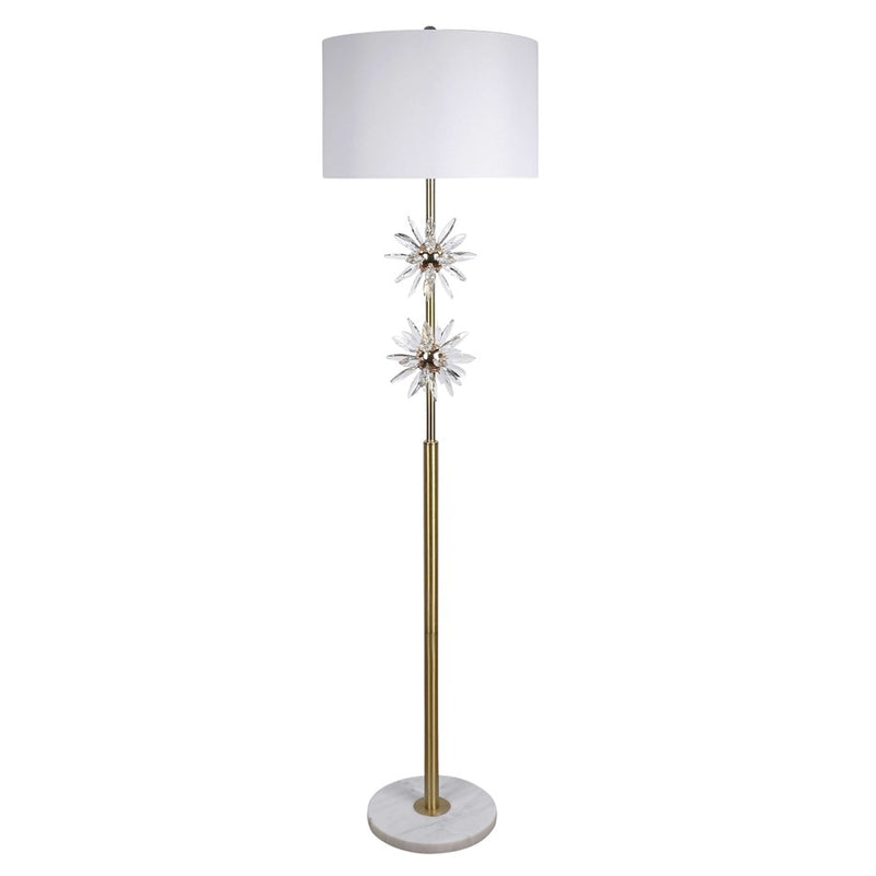 Classy Living Crystal Bloom 1Lt Floor Lamp, Soft Gold/White