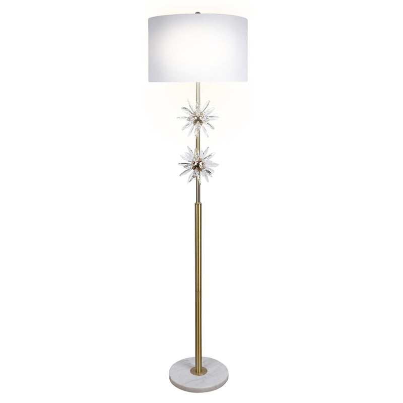 Classy Living Crystal Bloom 1Lt Floor Lamp, Soft Gold/White