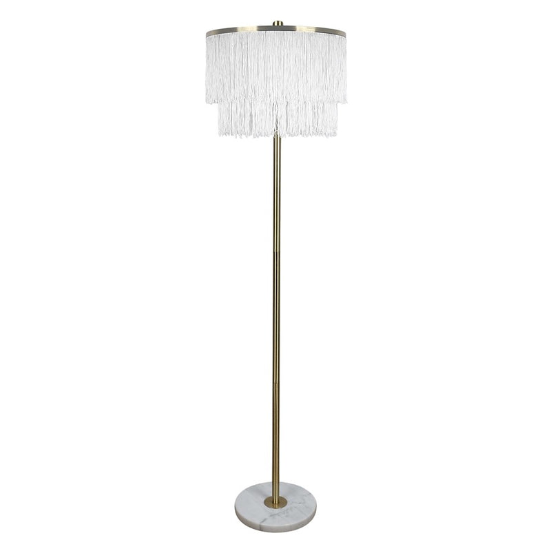 Classy Living Tassel Elegance 1Lt Floor Lamp, Soft Gold/White