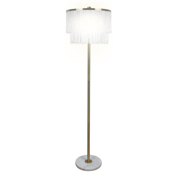 Classy Living Tassel Elegance 1Lt Floor Lamp, Soft Gold/White