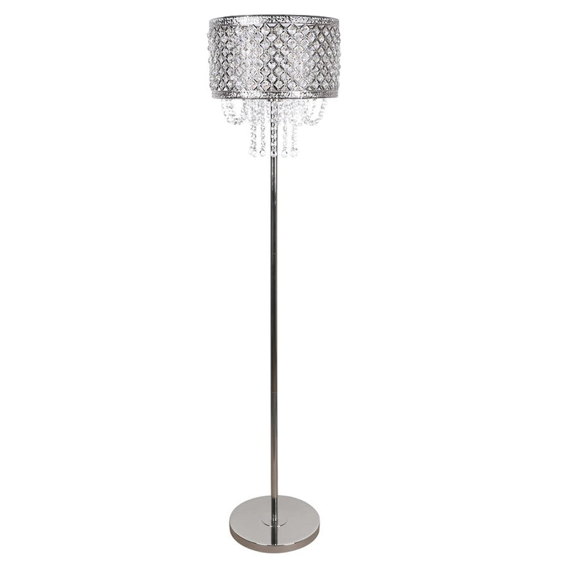 Classy Living Crystal Elegance 1Lt Floor Lamp, Polished Nickel/Clear