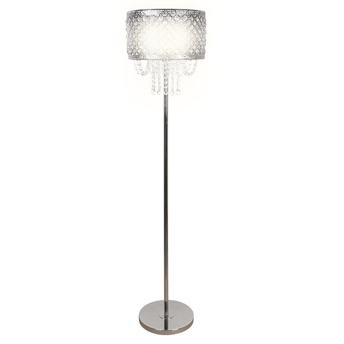 Classy Living Crystal Elegance 1Lt Floor Lamp, Polished Nickel/Clear