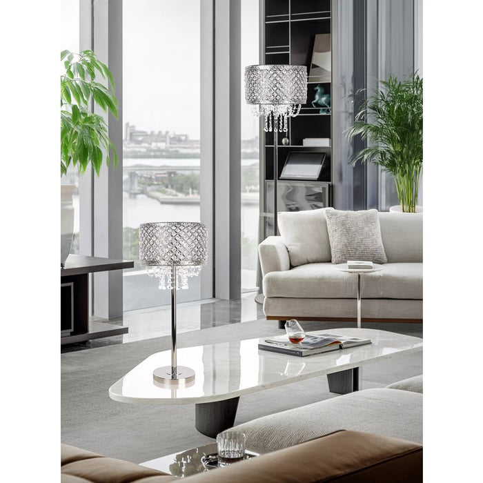 Classy Living Crystal Elegance 1Lt Floor Lamp, Polished Nickel/Clear
