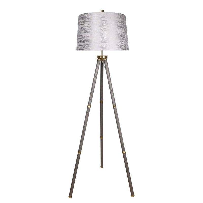 Classy Living Luxe Tripod Leather Wrap 1Lt Floor Lamp, Greige/Silver