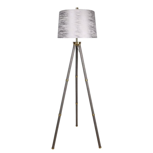 Classy Living Luxe Tripod Leather Wrap 1Lt Floor Lamp, Greige/Silver