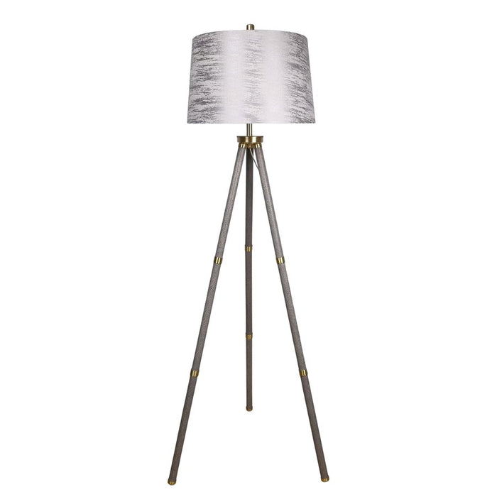Classy Living Luxe Tripod Leather Wrap 1Lt Floor Lamp, Greige/Silver