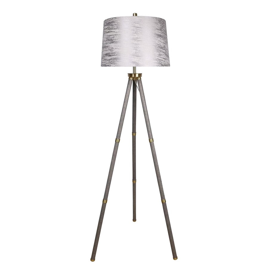 Classy Living Luxe Tripod Leather Wrap 1Lt Floor Lamp, Greige/Silver