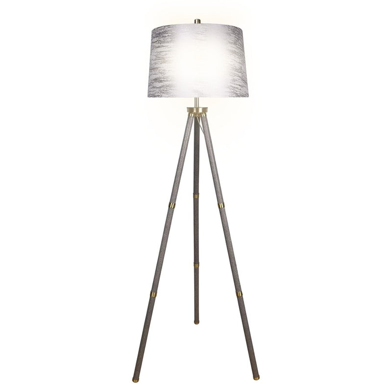 Classy Living Luxe Tripod Leather Wrap 1Lt Floor Lamp, Greige/Silver