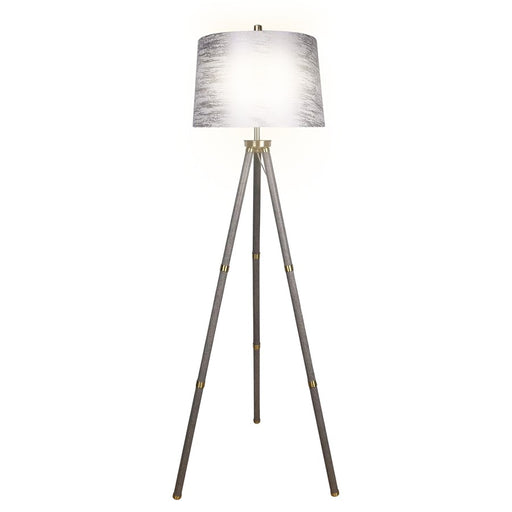 Classy Living Luxe Tripod Leather Wrap 1Lt Floor Lamp, Greige/Silver