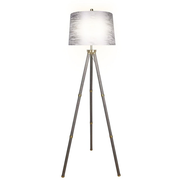 Classy Living Luxe Tripod Leather Wrap 1Lt Floor Lamp, Greige/Silver