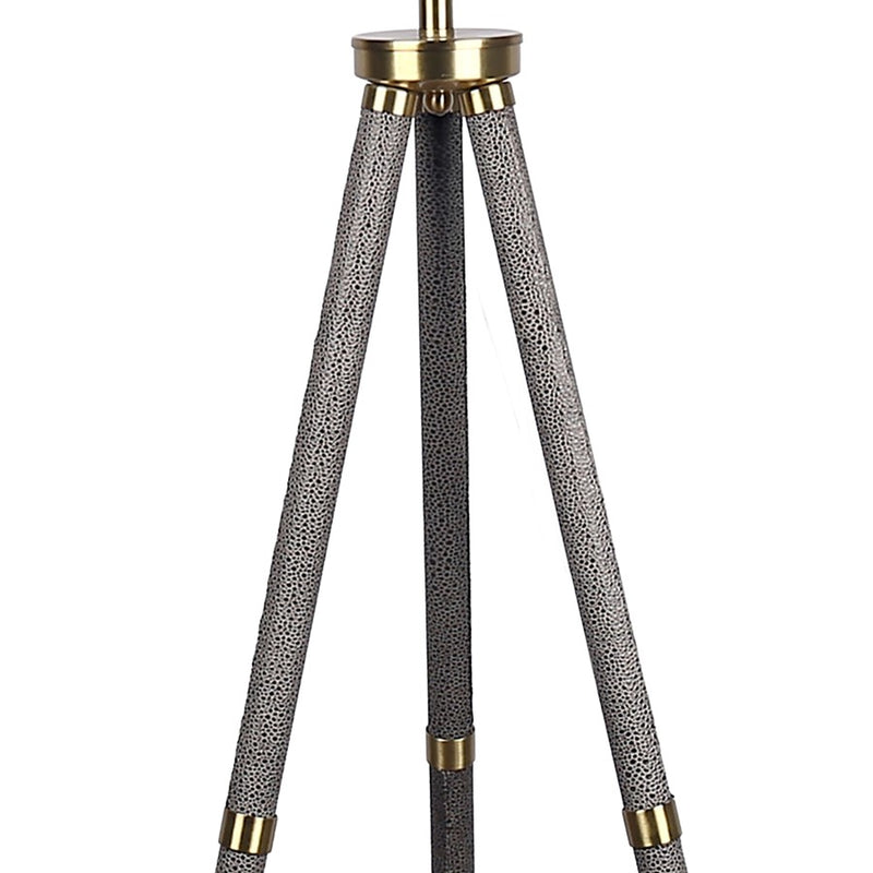 Classy Living Luxe Tripod Leather Wrap 1Lt Floor Lamp, Greige/Silver
