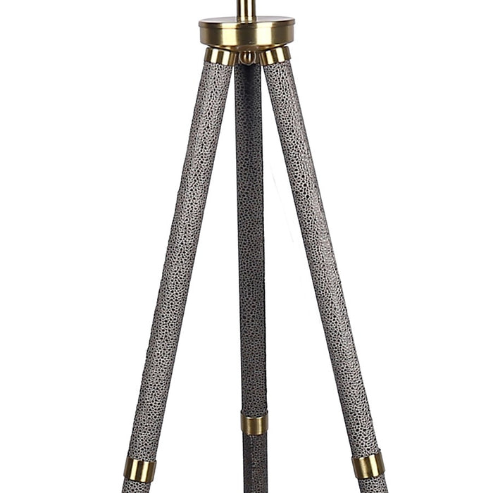 Classy Living Luxe Tripod Leather Wrap 1Lt Floor Lamp, Greige/Silver