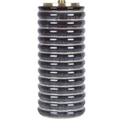 Classy Living Ripple Charcoal 30in Ribbed Ceramic Table Lamp Set of 2 | Modern Speckled Charcoal and Soft Gold with White Linen Shade | Model ECL3568