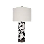 Classy Living Painted Plains 31in Table Lamp Set of 2 | Rustic Cowhide PU Leather and Oil Rubbed Bronze | Bedroom & Living Room | Model ECL3570
