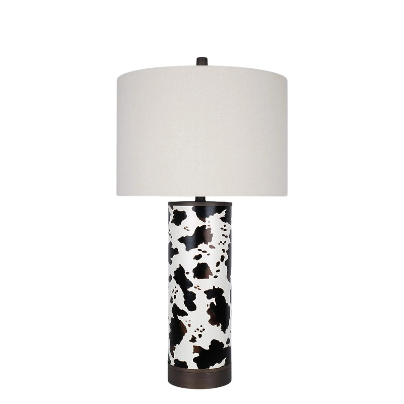 Classy Living Painted Plains 31in Table Lamp Set of 2 | Rustic Cowhide PU Leather and Oil Rubbed Bronze | Bedroom & Living Room | Model ECL3570