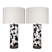Classy Living Painted Plains 31in Table Lamp Set of 2 | Rustic Cowhide PU Leather and Oil Rubbed Bronze | Bedroom & Living Room | Model ECL3570