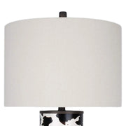 Classy Living Painted Plains 31in Table Lamp Set of 2 | Rustic Cowhide PU Leather and Oil Rubbed Bronze | Bedroom & Living Room | Model ECL3570