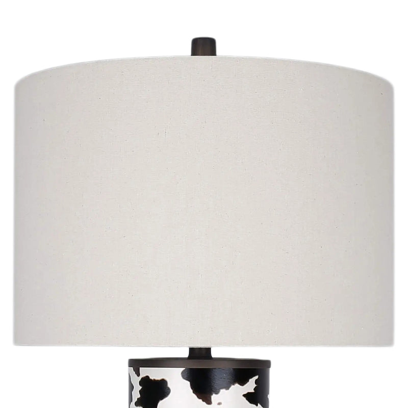 Classy Living Painted Plains 31in Table Lamp Set of 2 | Rustic Cowhide PU Leather and Oil Rubbed Bronze | Bedroom & Living Room | Model ECL3570