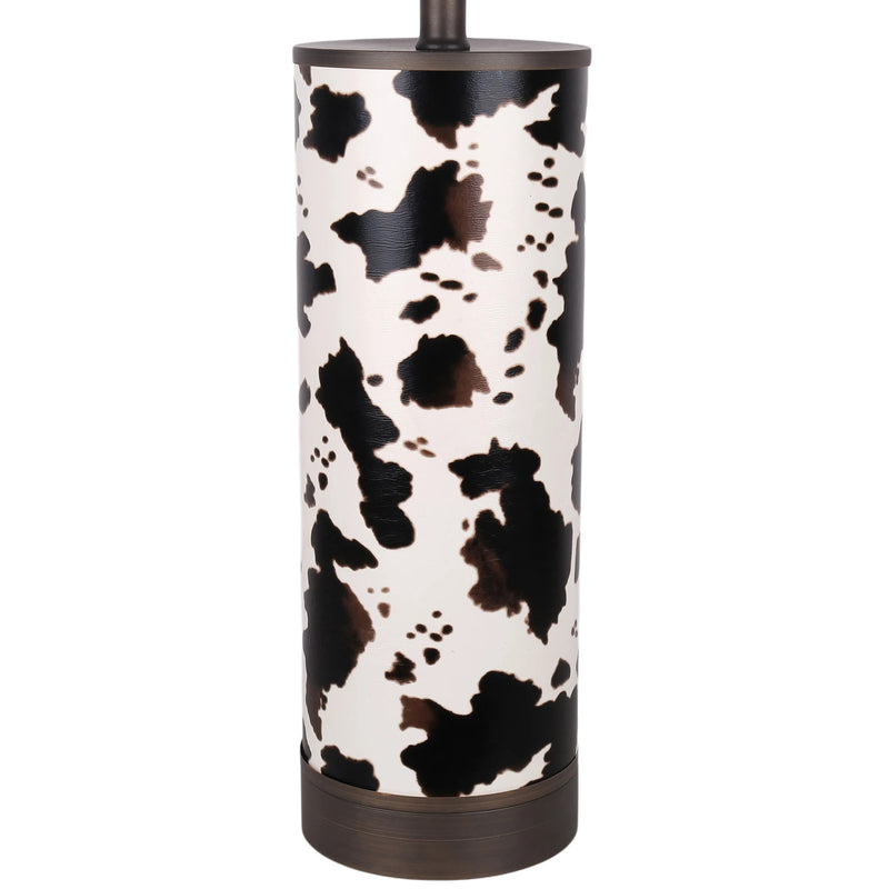 Classy Living Painted Plains 31in Table Lamp Set of 2 | Rustic Cowhide PU Leather and Oil Rubbed Bronze | Bedroom & Living Room | Model ECL3570