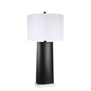 Classy Living Monolith Aura 34in 1-Light Table Lamp | Modern Matte Black Metal and White Marble | Bedside & Sideboard Accent | Model ECL3574