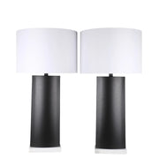 Classy Living Monolith Aura 34in 1-Light Table Lamp | Modern Matte Black Metal and White Marble | Bedside & Sideboard Accent | Model ECL3574