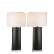 Classy Living Monolith Aura 34in 1-Light Table Lamp | Modern Matte Black Metal and White Marble | Bedside & Sideboard Accent | Model ECL3574