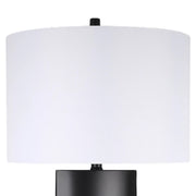 Classy Living Monolith Aura 34in 1-Light Table Lamp | Modern Matte Black Metal and White Marble | Bedside & Sideboard Accent | Model ECL3574