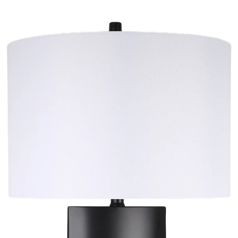 Classy Living Monolith Aura 34in 1-Light Table Lamp | Modern Matte Black Metal and White Marble | Bedside & Sideboard Accent | Model ECL3574