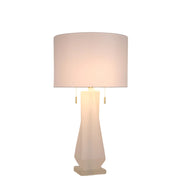 Classy Living Faceted Frost 17in Table Lamp Set of 2 | Modern Frosted Art Glass and Crystal with White Linen | Bedside & Living Room | Model ECL3576