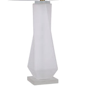 Classy Living Faceted Frost 17in Table Lamp Set of 2 | Modern Frosted Art Glass and Crystal with White Linen | Bedside & Living Room | Model ECL3576