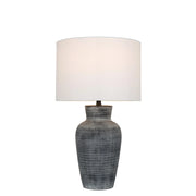 Classy Living Textured Aura 29in Ceramic Table Lamp Set of 2 | Modern Textured Black and White Ceramic with White Linen Drum Shade | Model ECL3578